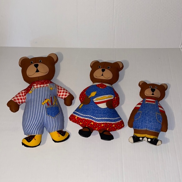 Vintage Three Little Bears Cut And Sew Homemade Stuffed Animals - Picture 1 of 15